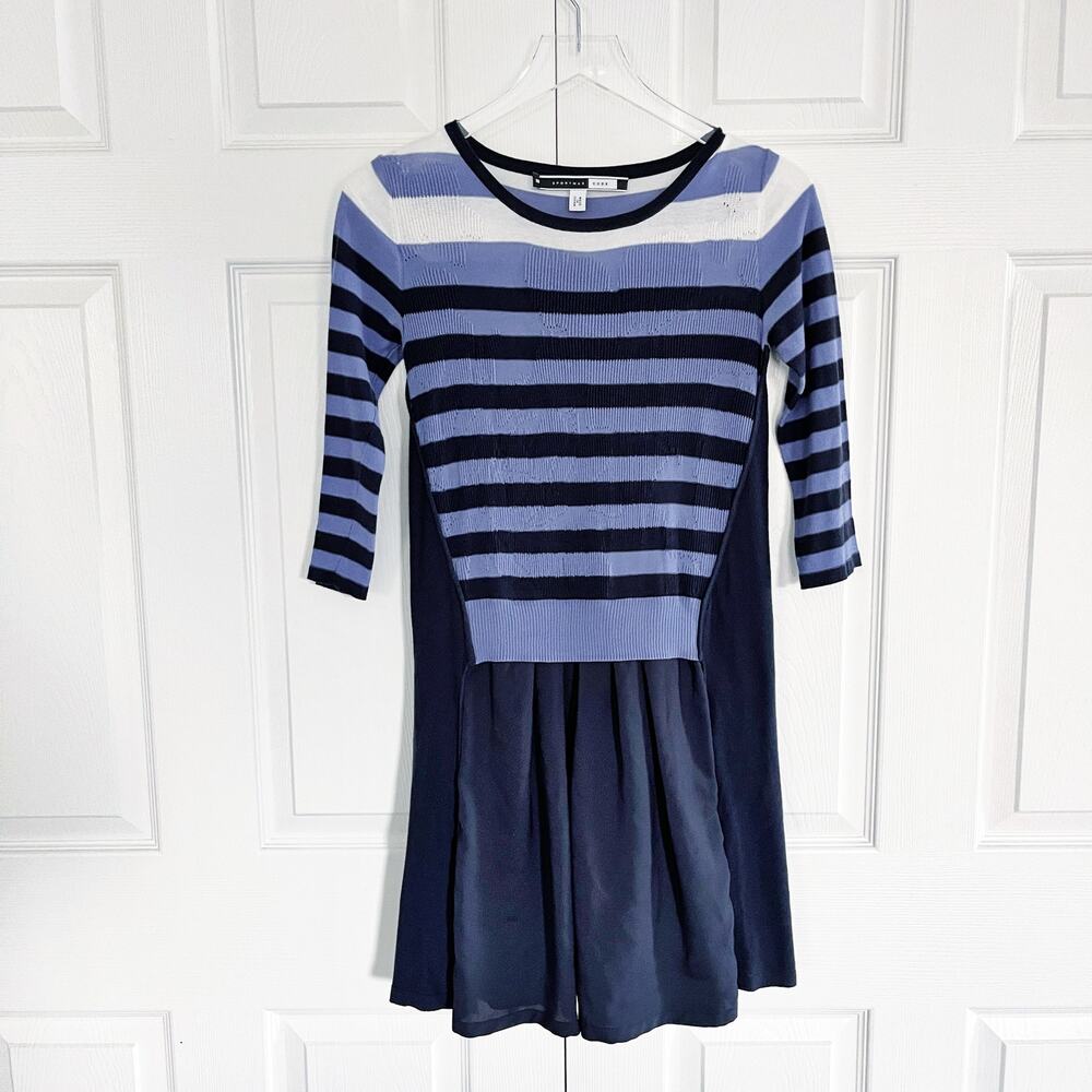 Sportmax Code Max Mara Striped Sweater Dress Blue Navy Knit Academia Preppy